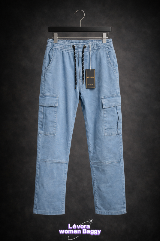 Lévora Premium Utility Cargo Jogger – Washed Light Blue